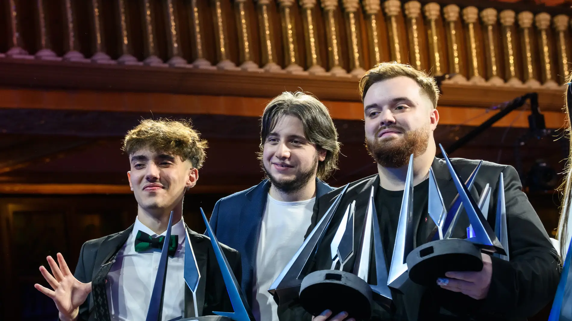 Agustín, Lucas Requena e Ibai, en los premios ESLAND