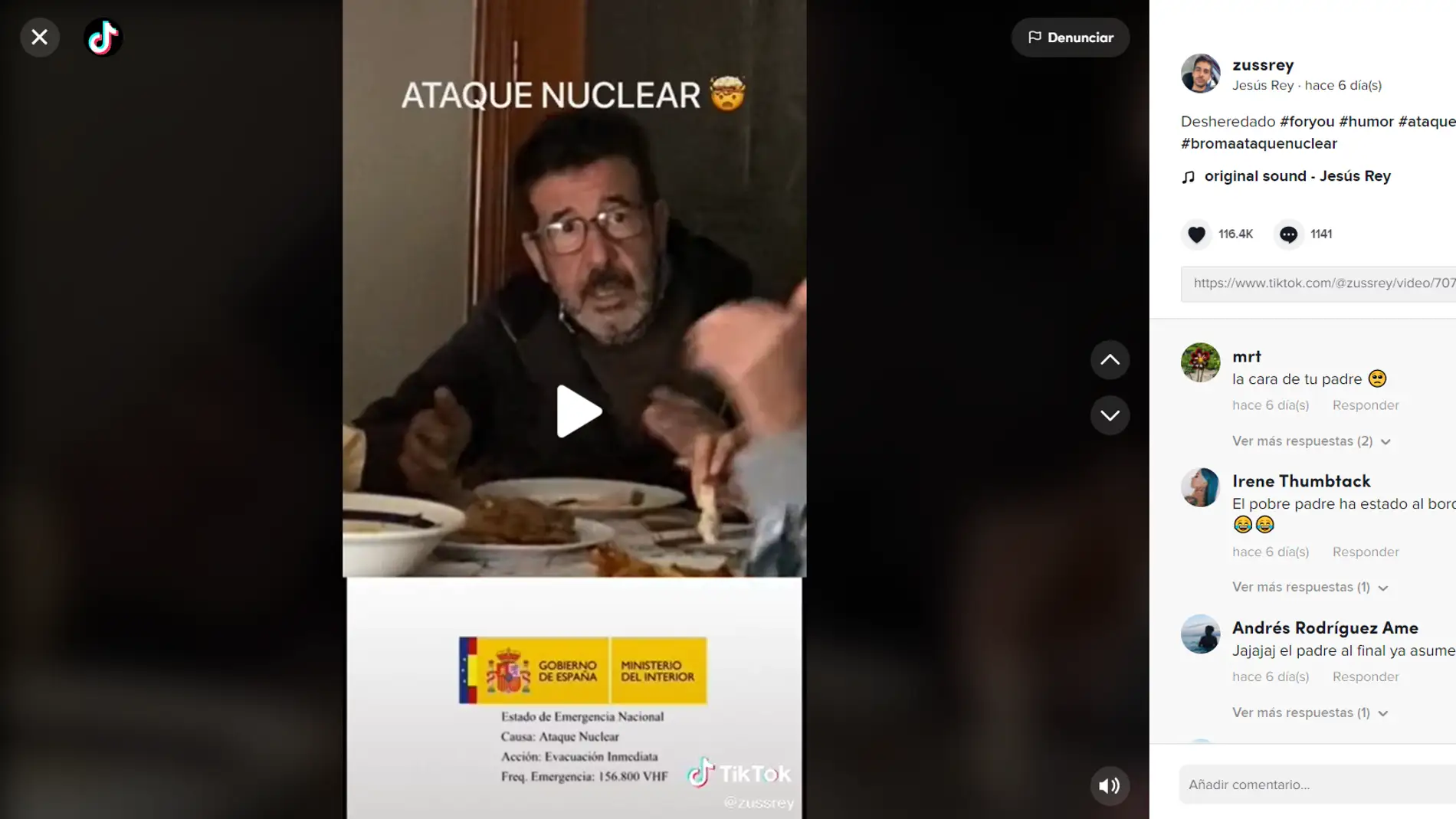 Un tiktoker se hace viral por hacer creer a sus padres que hay un ataque nuclear: "Estoy desheredado"
