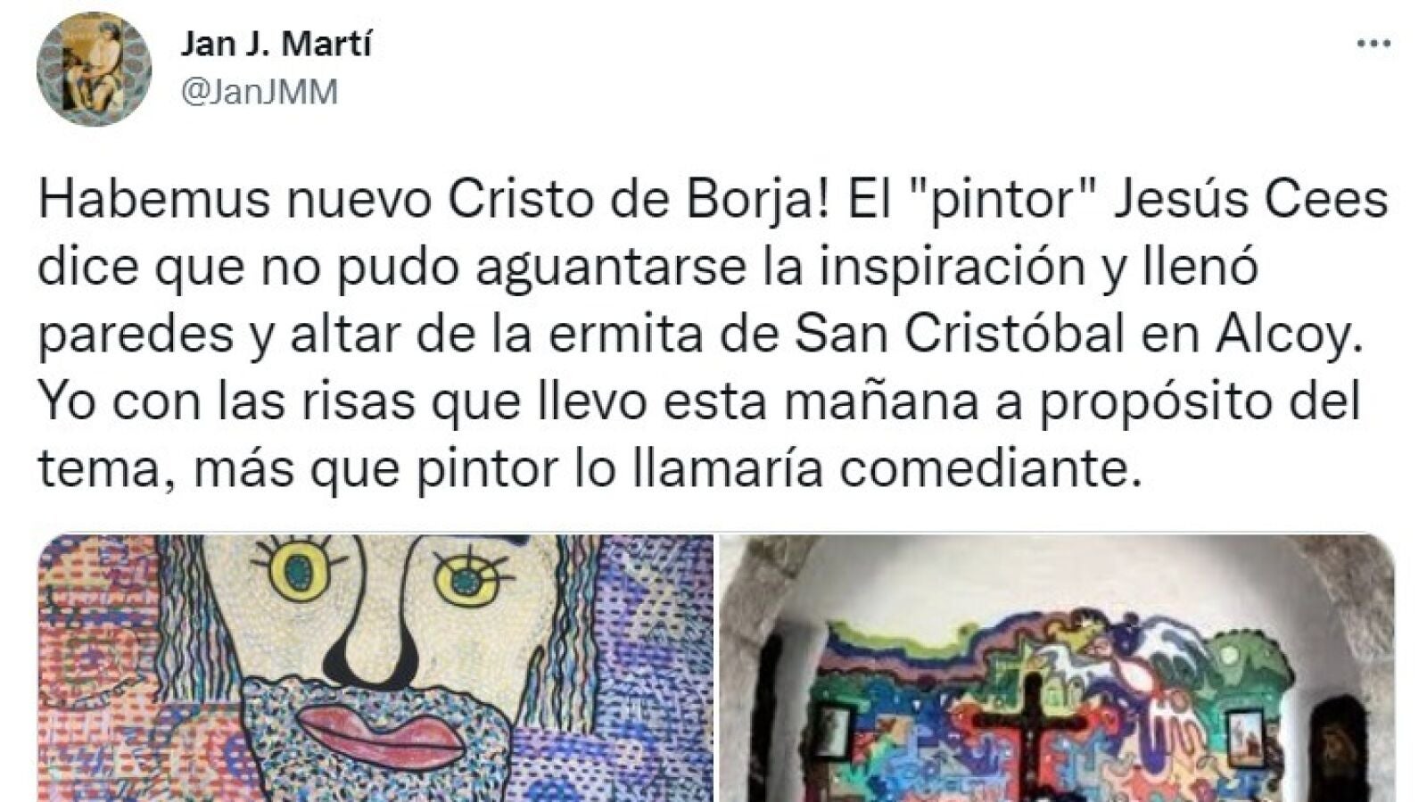 Un artista decora sin permiso una ermita protegida en Alcoy porque 