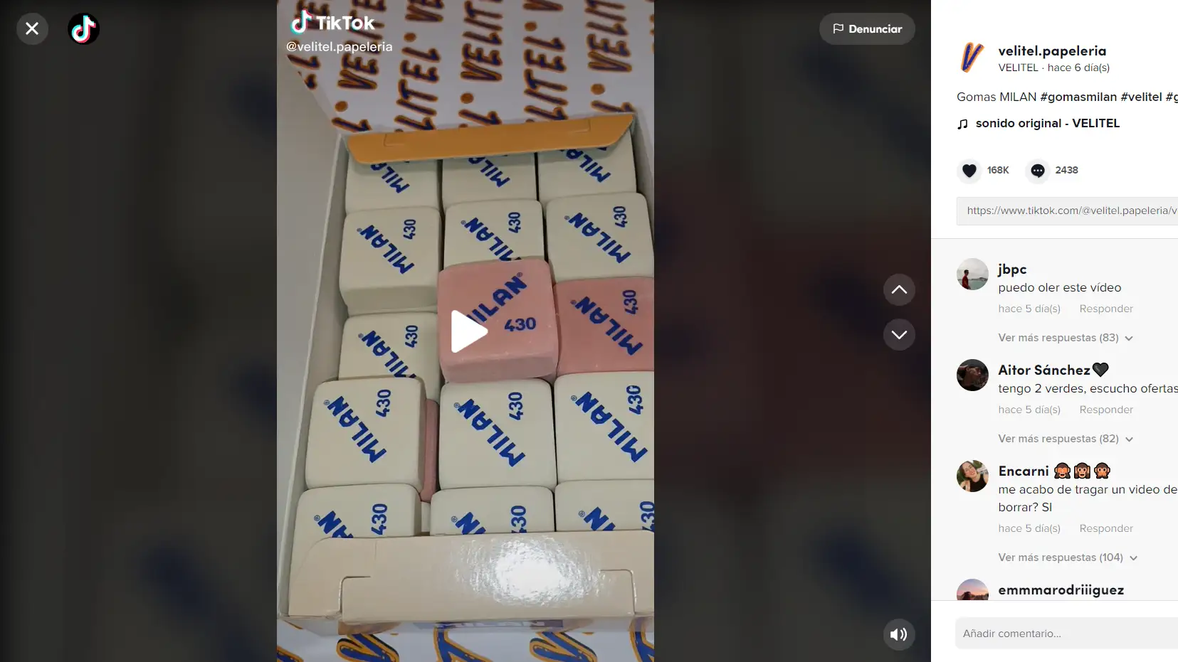 El vídeo de una papelería en TikTok hablando de gomas que está enamorando a todo el mundo