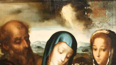 La sagrada familia con el horóscopo de Cristo (c. 1560), de Luis de Morales La sagrada familia con el horóscopo de Cristo (c. 1560), de Luis de Morales