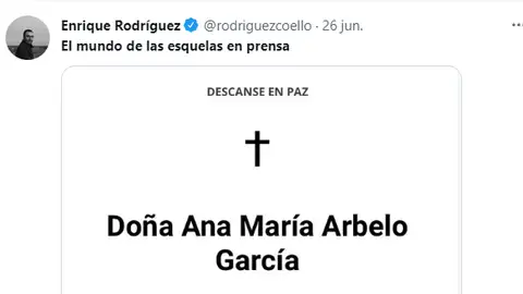 La demoledora esquela que ha dejado a todo el mundo flipando La demoledora esquela que ha dejado a todo el mundo flipando