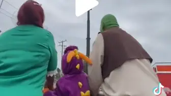 Una pareja se disfraza de Shrek y Fiona para su boda