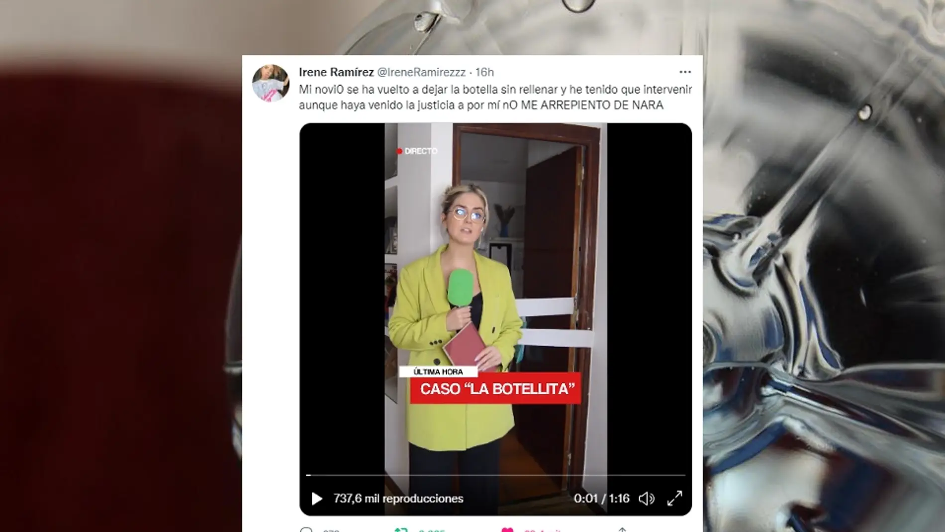 Una periodista narra un conflicto de pareja como si fuera el informativo