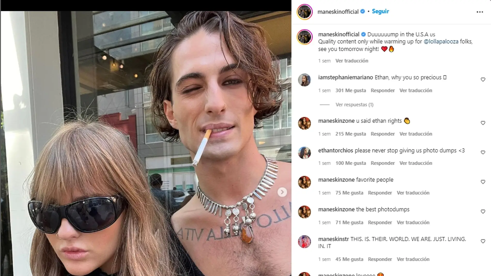 Instagram de Maneskin