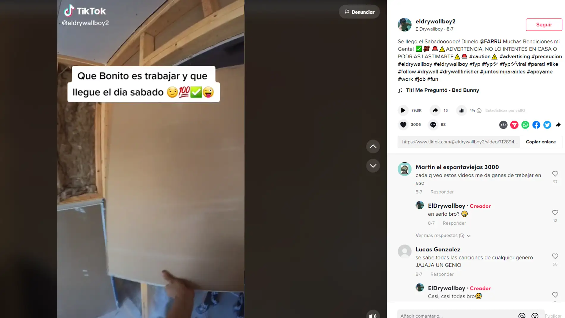 Así es 'Drywalboy': El tiktoker que canta mientras trabaja y que es todo un éxito en las redes sociales