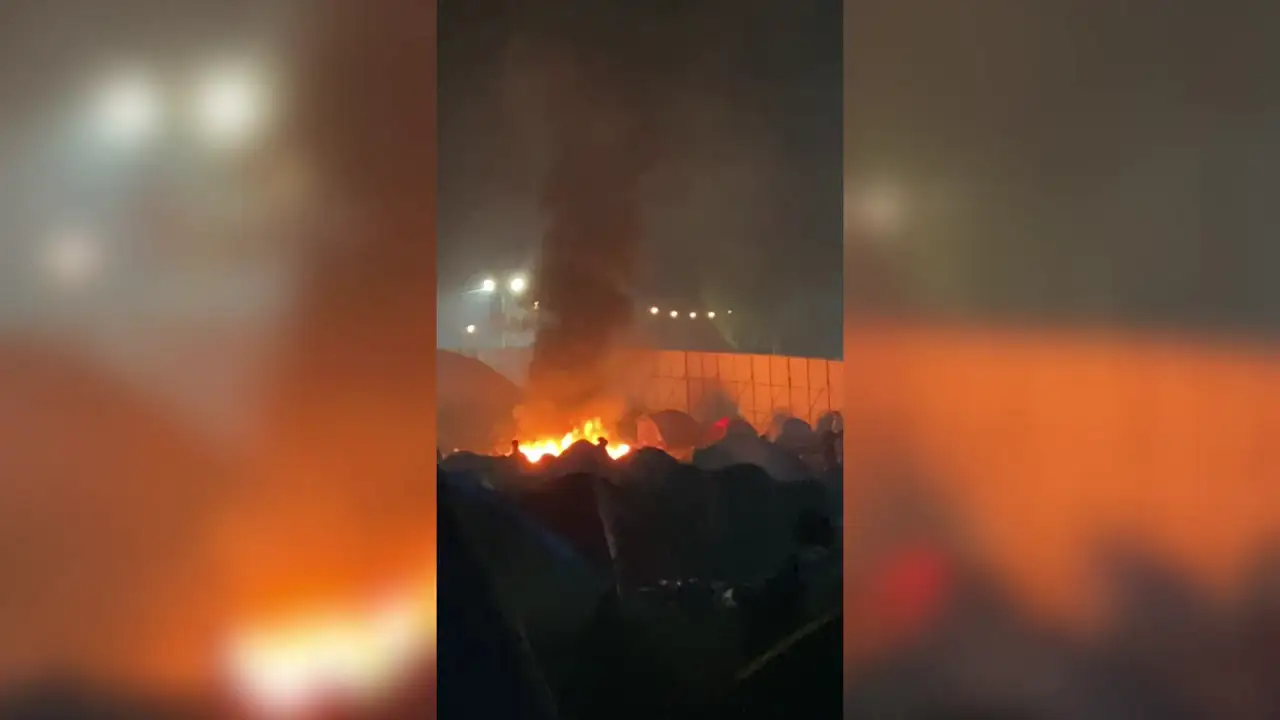 El peligroso momento en que incendian varias tiendas de campaña en el festival de Leeds