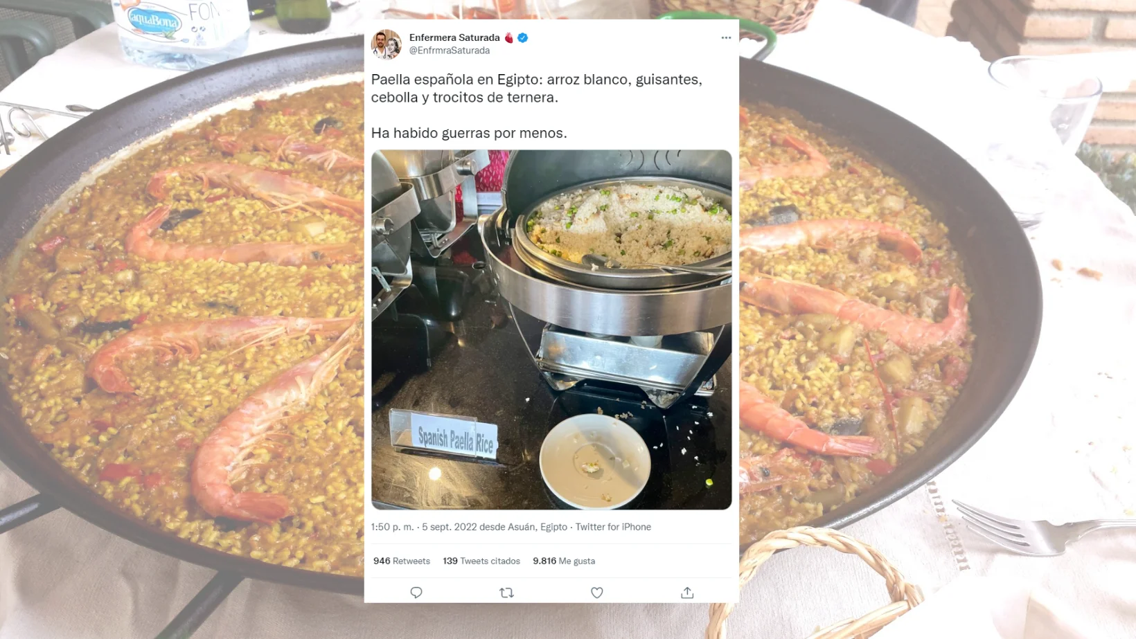 paella espa&ntilde;ola vista en Egipto