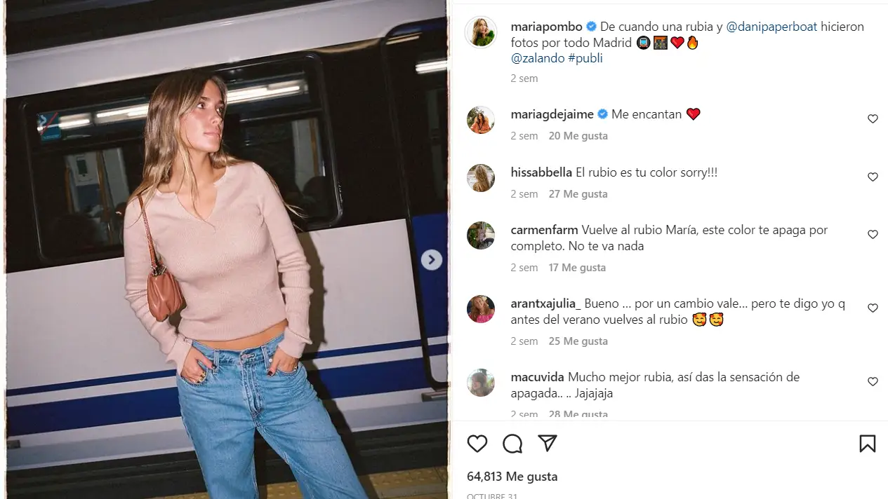 María Pombo en uno de sus posts.