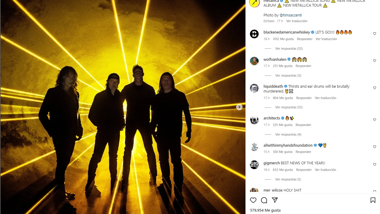 Instagram de Metallica Instagram de Metallica