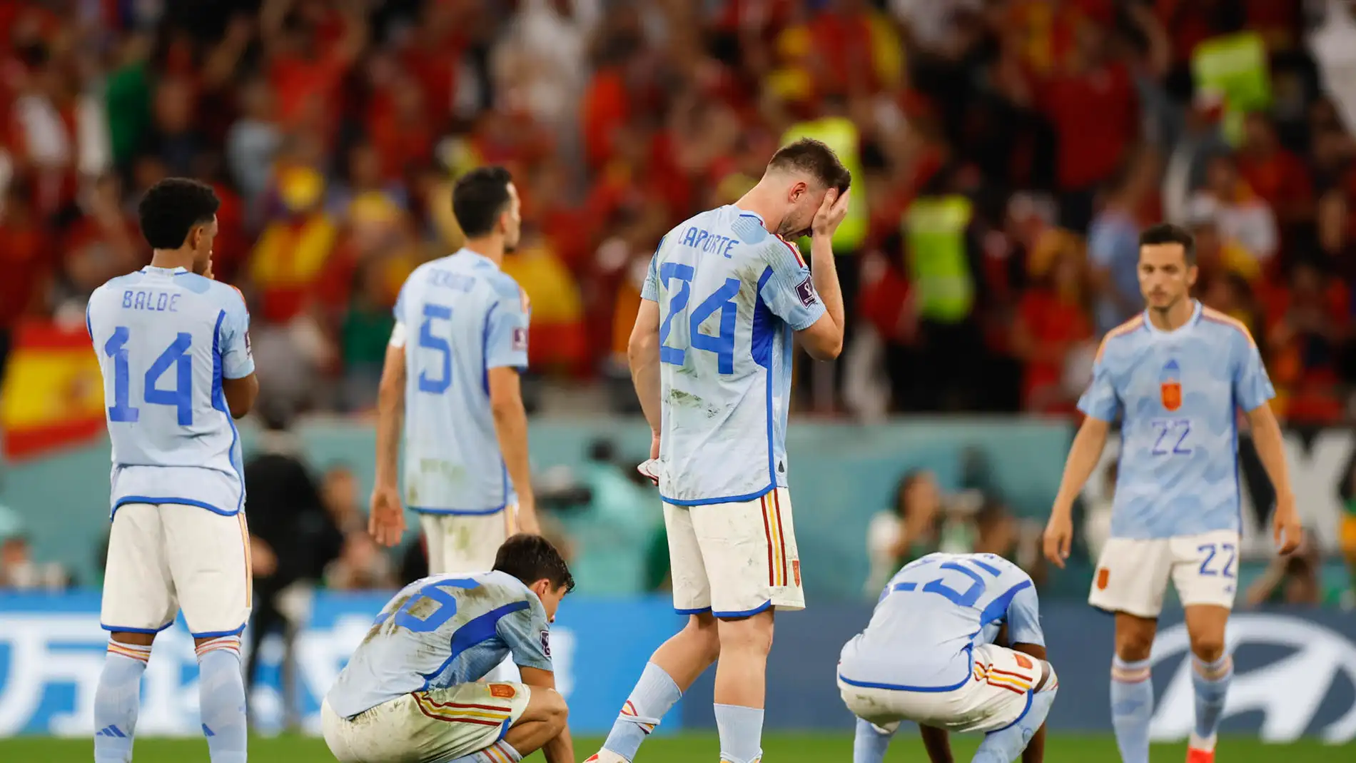 Jugadores de España tras perder en la tanda de penaltis