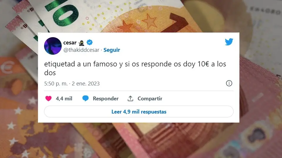 Un tuitero promete dar 10 euros a los usuarios que consigan respuestas de famosos y la acaba liando