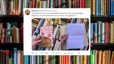 Estaba buscando libros en el rastro cuando se encuentra una sorprendente nota Estaba buscando libros en el rastro cuando se encuentra una sorprendente nota