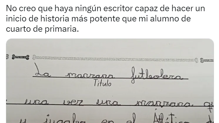 Fragmento de la redacci&oacute;n viral de un alumno de primaria