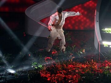 El cantante italiano Blanco destroza el escenario en el Festival de Sanremo