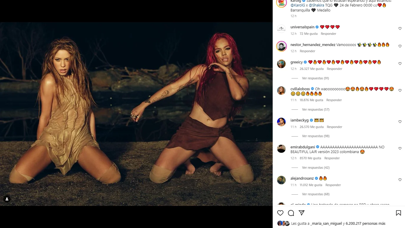 Shakira y Karol G anuncian el lanzamiento de 'TQG'