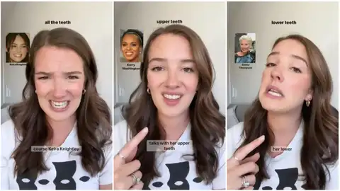 La tiktoker que se vuelve viral imitando a actores por la posición de sus dientes La tiktoker que se vuelve viral imitando a actores por la posición de sus dientes