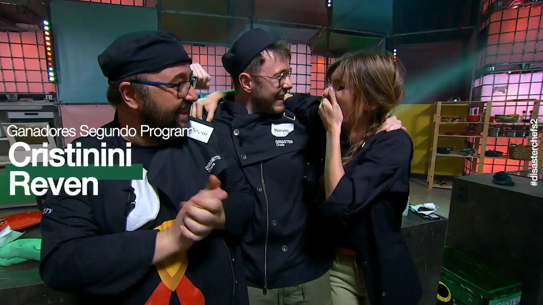 PolisPol, Reven y Cristinini al ganar el segundo programa de Disaster Chefs 2