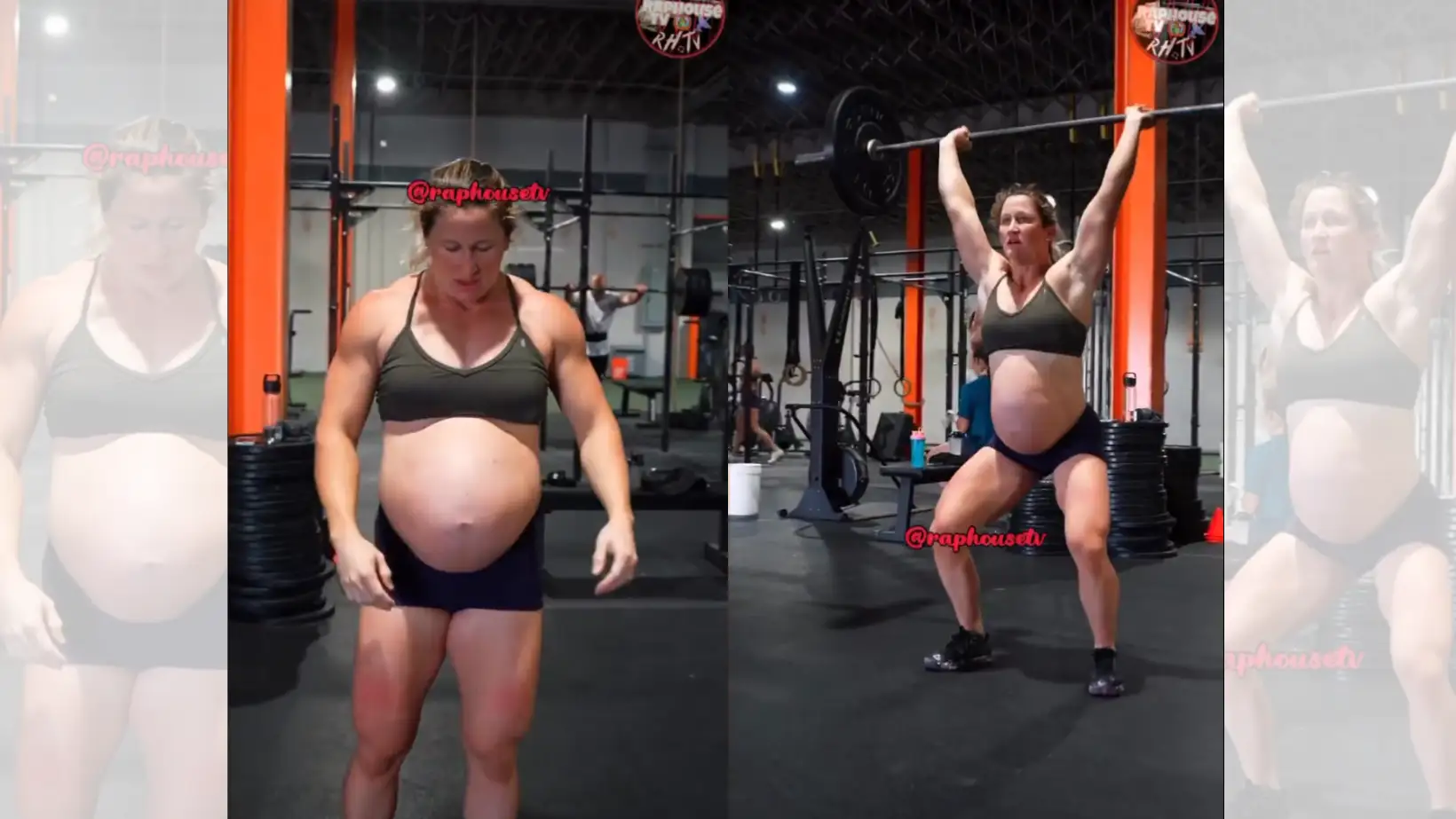 Vídeo de la mujer embarazada levantando pesas.