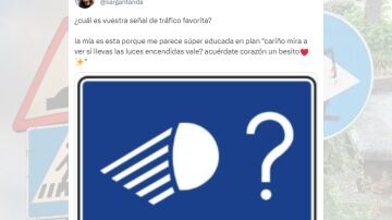 Tuit viral de sargantanda sobre las señales de tráfico. 
