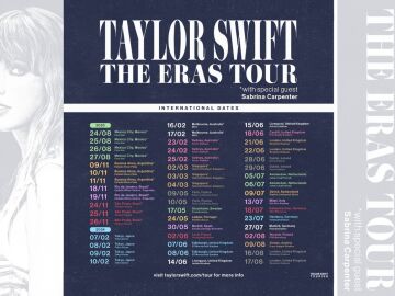 Cartel de las fechas internacionales de The Eras Tour de Taylor Swift