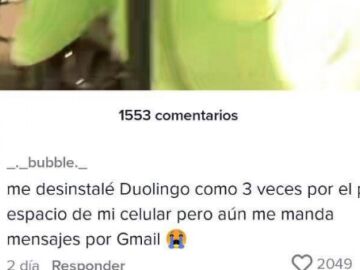 La genial respuesta de Duolingo a una de sus usuarias: "Me desinstale Duolingo pero aun me manda mensajes por Gmail"