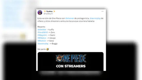 Tuit sobre One Piece con streamers. Tuit sobre One Piece con streamers.