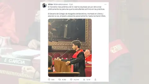 Tuit viral del recién graduado de Derecho. Tuit viral del recién graduado de Derecho.
