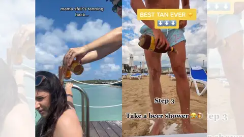 Trend viral en el que utilizan cerveza como bronceador. Trend viral en el que utilizan cerveza como bronceador.