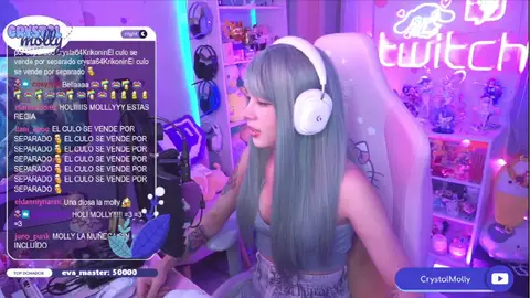 Crystal Molly durante uno de sus streams. Crystal Molly durante uno de sus streams.