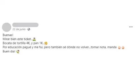 Comentario y queja en Facebook Comentario y queja en Facebook