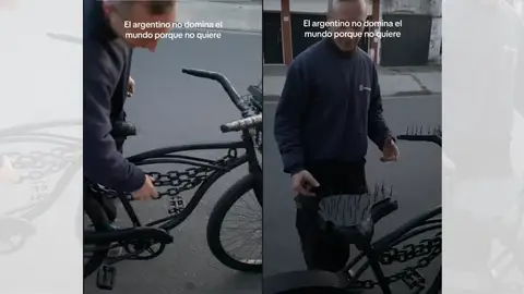 TikTok viral en la que un argentino enseña su bicicleta antirrobo. TikTok viral en la que un argentino enseña su bicicleta antirrobo.