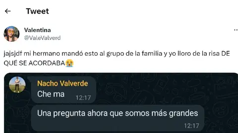 Pantallazo del tuit de @ValeValverd Pantallazo del tuit de @ValeValverd