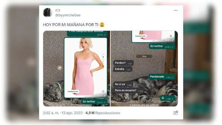 Tuit sobre la conversaci&oacute;n de WhatsApp.