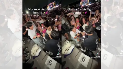 Momento en el que ambas chicas se proponen matrimonio durante el concierto de Taylor Swift. Momento en el que ambas chicas se proponen matrimonio durante el concierto de Taylor Swift.