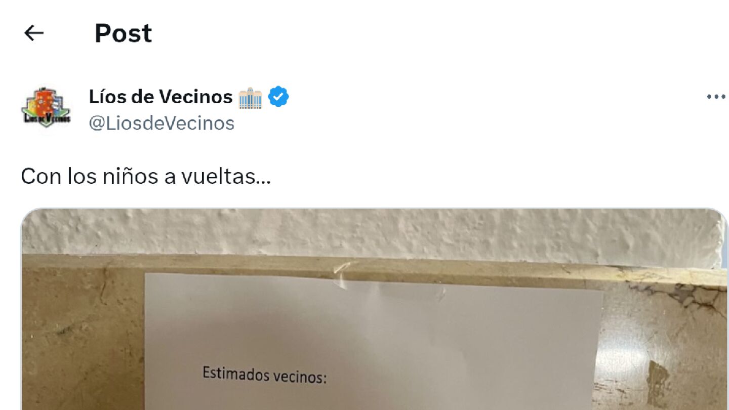 Pantallazo del tuit de @LiosdeVecinos