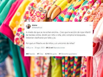 Explica en un hilo de Twitter el problema con la sección de ropa infantil de tiendas online