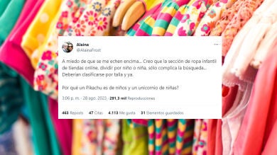 Explica en un hilo de Twitter el problema con la sección de ropa infantil de tiendas online: 