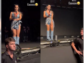 Lali Esp&oacute;sito ligando con el chico de seguridad.