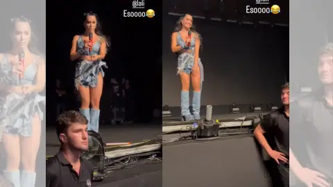Lali Espósito ligando con el chico de seguridad. Lali Espósito ligando con el chico de seguridad.
