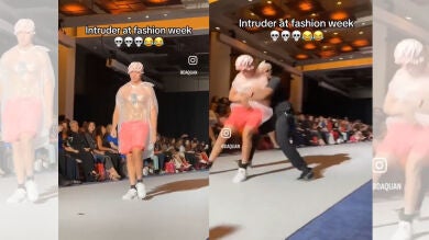 Se cuela como modelo en un desfile llevando una bolsa de basura y nadie se da cuenta hasta que le sacan de la pasarela