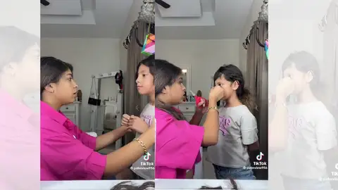 TikTok viral en el que una hermana mayor tiene que ayudar a sus dos hermanas pequeñas. TikTok viral en el que una hermana mayor tiene que ayudar a sus dos hermanas pequeñas.