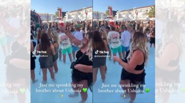 TikTok viral en el que esparce las cenizas de su hermano en una discoteca de Ibiza.