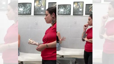 TikTok viral de la clienta que critica a las personas tatuadas y con piercings. TikTok viral de la clienta que critica a las personas tatuadas y con piercings.