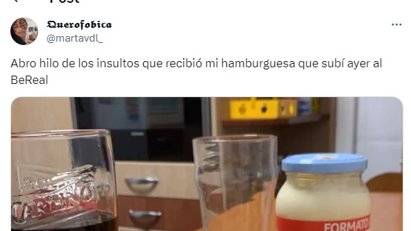 Publica una foto de la hamburguesa que ha preparado y las cr&iacute;ticas son crueles