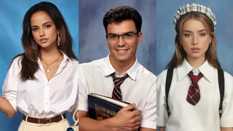 Becky G, Pedro Sánchez y Lola índigo, según la IA de Epik. Becky G, Pedro Sánchez y Lola índigo, según la IA de Epik.