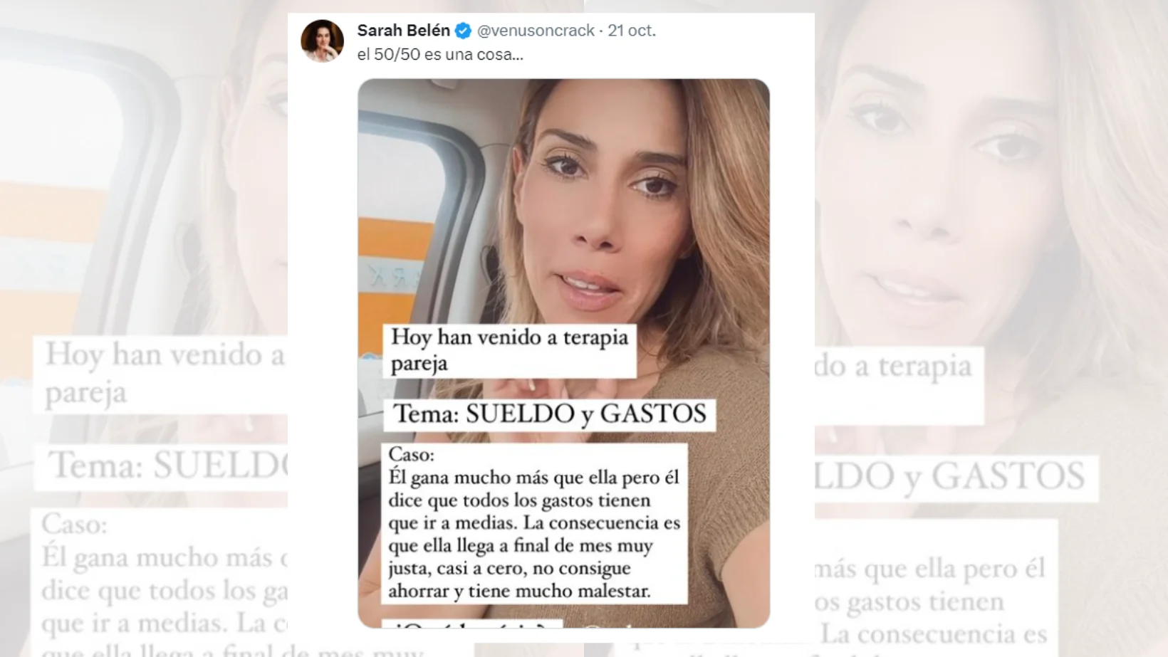 Tuit viral sobre la distribución de gastos de las parejas. Tuit viral sobre la distribución de gastos de las parejas.