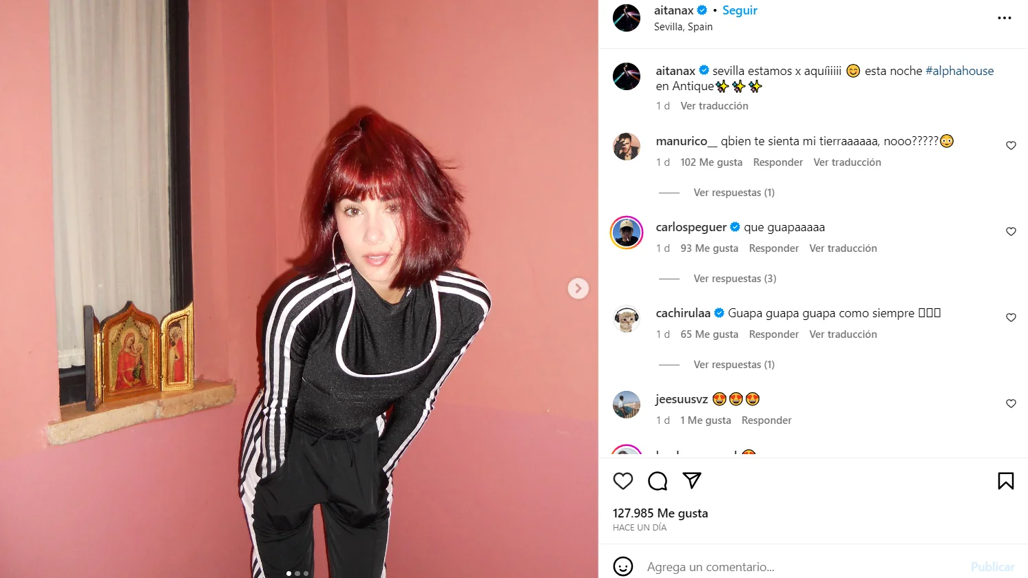 Aitana en Sevilla, en un post de Instagram. Aitana en Sevilla, en un post de Instagram.