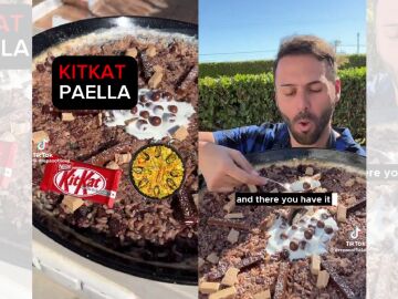 TikTok en el que prepara una paella de KitKat