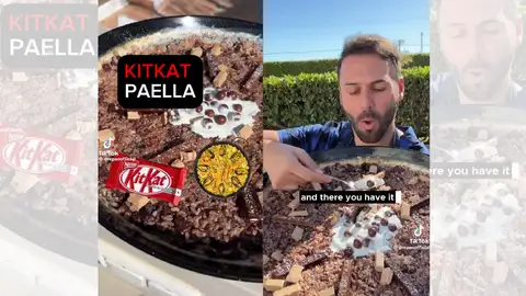 TikTok en el que prepara una paella de KitKat TikTok en el que prepara una paella de KitKat